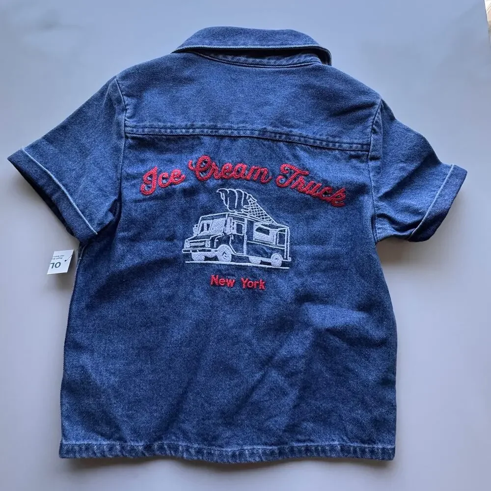 Old Navy Toddler Short Sleeve Button Front Sz 4T NWT